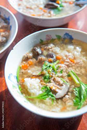 rice porridge with pork and vegetable