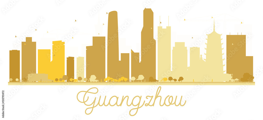 Guangzhou City skyline golden silhouette. Guangzhou City skyline golden silhouette.