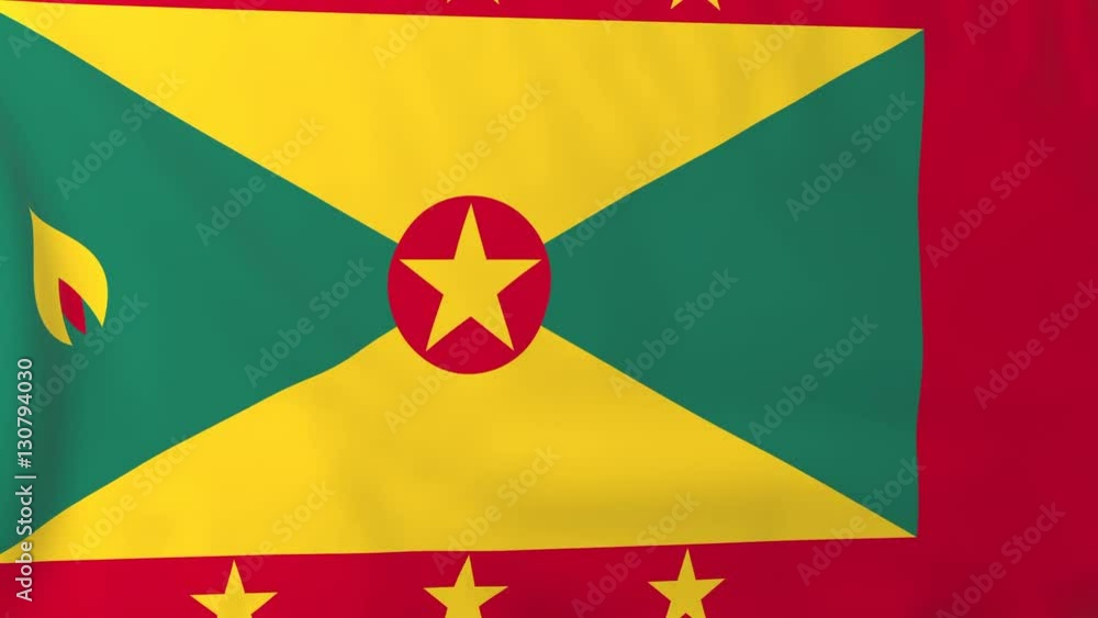 Flag of Grenada. Rendered using official design and colors. Seamless loop. Flag of Grenada. Rendered using official design and colors. Seamless loop.