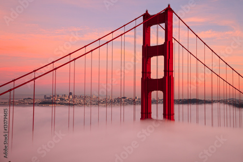 First Tower of the Golden Gate Bridge in Fog