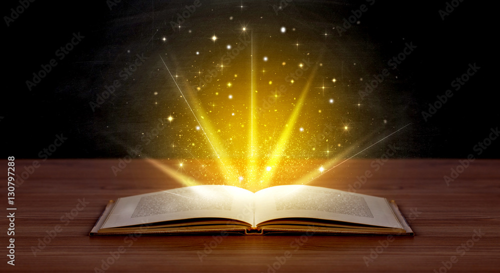 Yellow lights over book Yellow lights over book