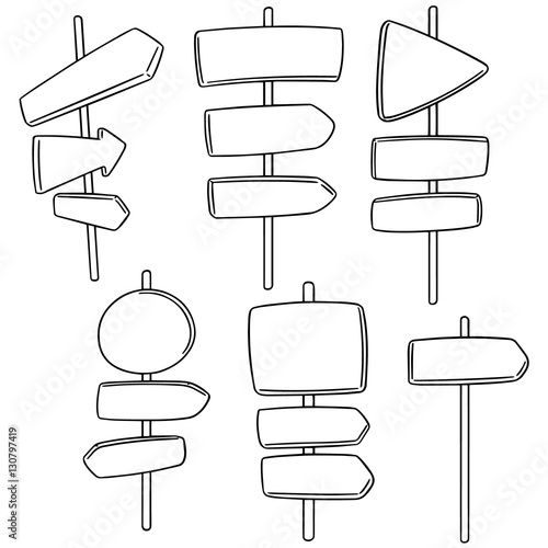 vector set of direction post