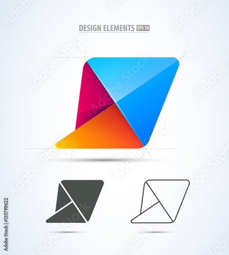 Vector abstract logo, kite flying icon. App icon for android material design