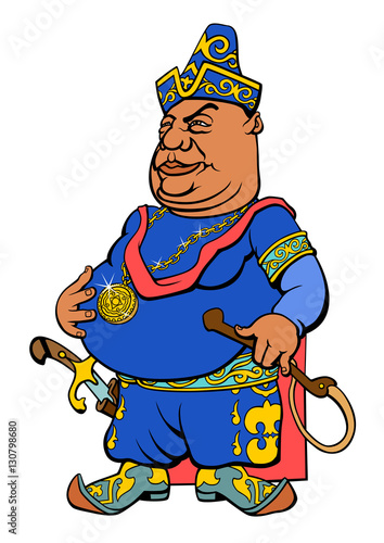 Cartoon Central Asian Sultan. Vector illustration