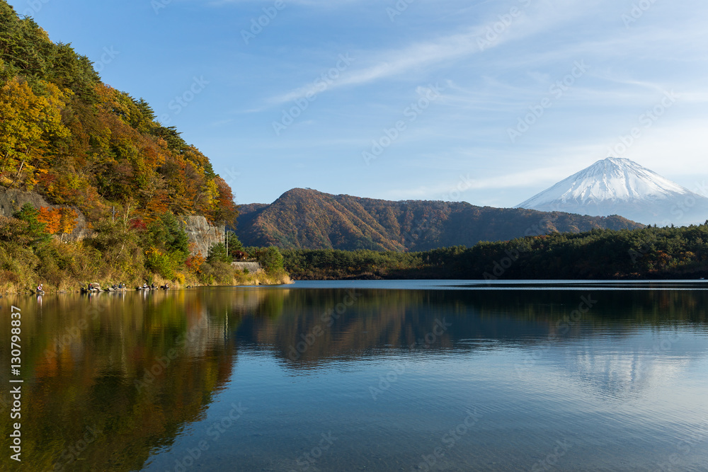 Mountain Fuji and Saiko Lake in Autumn