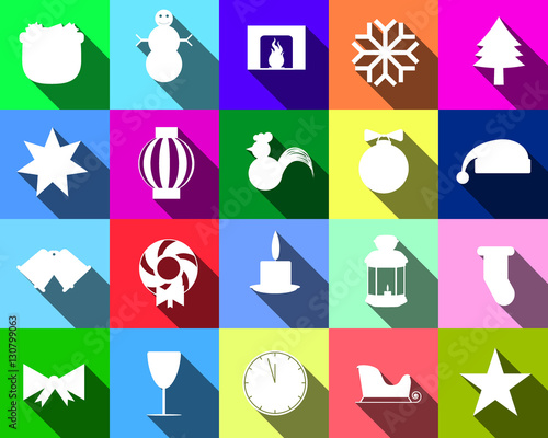 Colorful icons of silhouettes of Christmas paraphernalia for the site