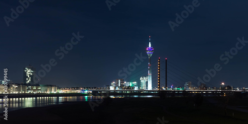 Night shot - Dusseldorf Skyline with its Rhine Tower