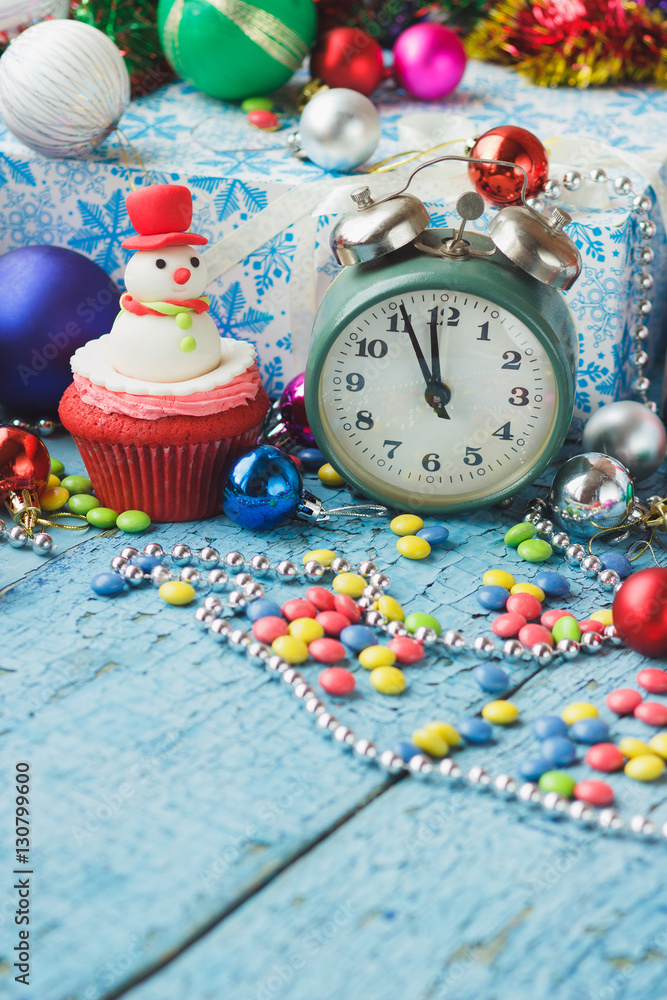 Christmas cupcakes with colored decorations