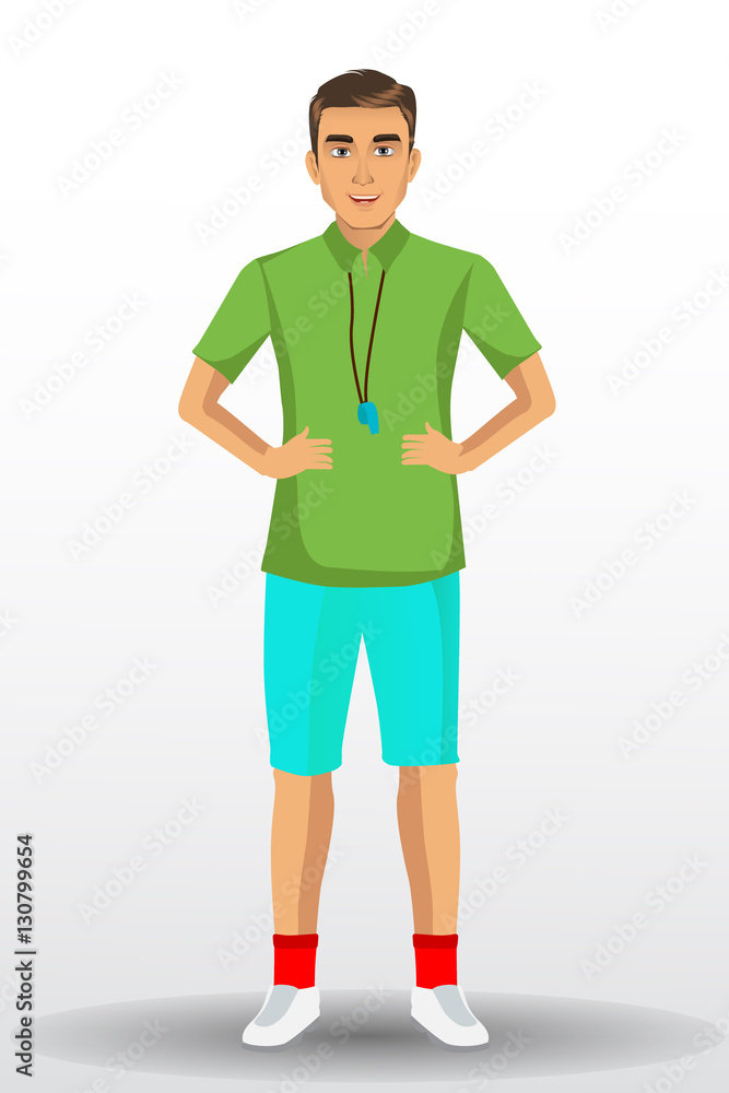 Coach sport with standing position. isolated on background. vector illustration