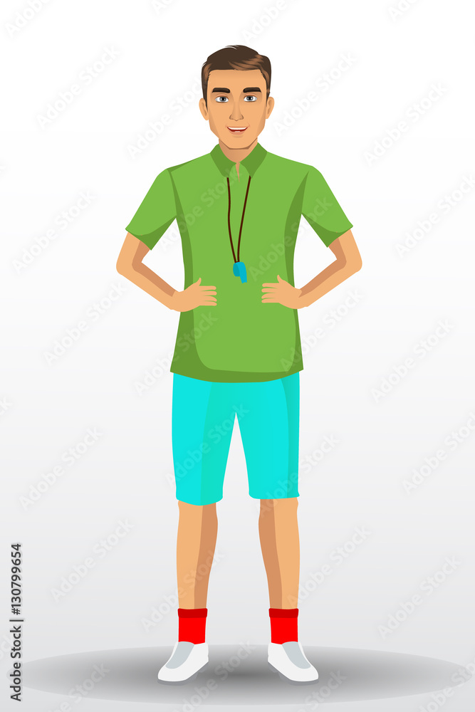 Coach sport with standing position. isolated on background. vector illustration Coach sport with standing position. isolated on background. vector illustration