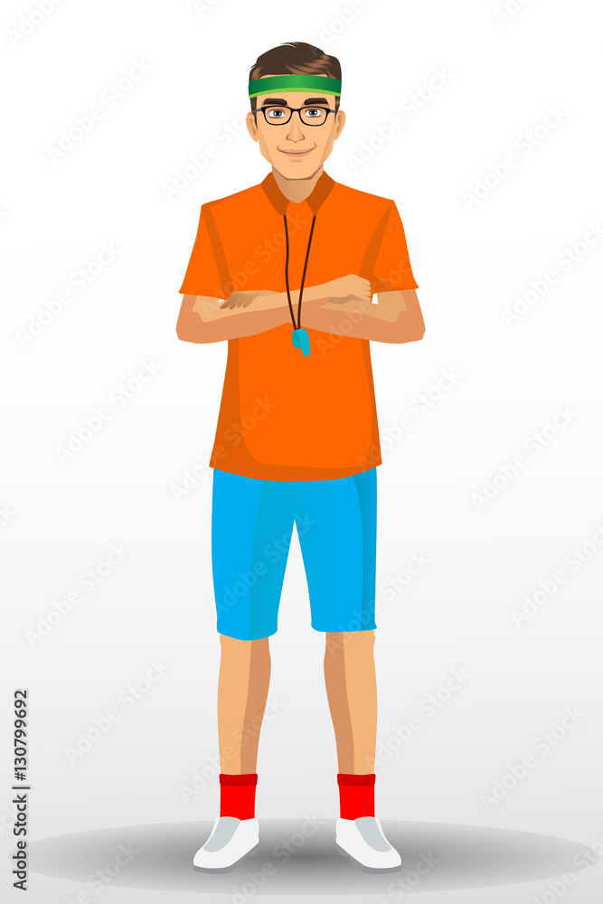 Coach sport with standing position. isolated on background. vector illustration