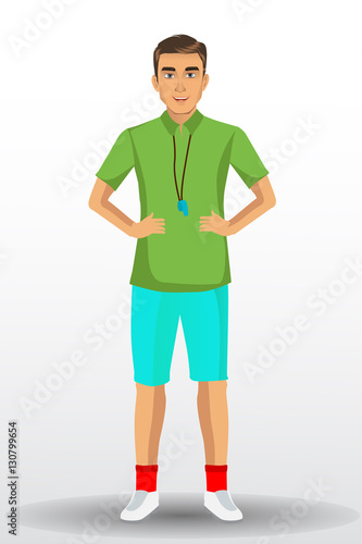 Coach sport with standing position. isolated on background. vector illustration