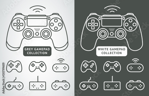 Simple vector gamepad icon set. Joypad, joystick illustration isolated on white background. Simple game elements photo