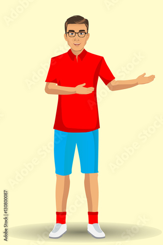 illustration of a young handsome man in sport uniform , with standing position.