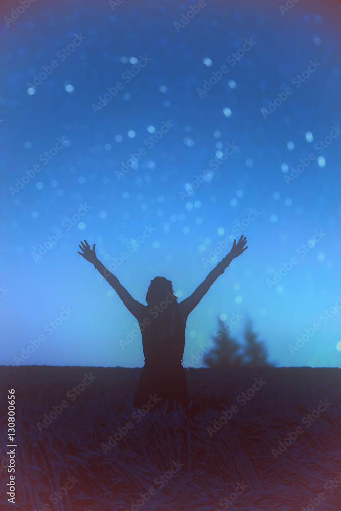 Girl watching the stars. Stars and everything else are my work.