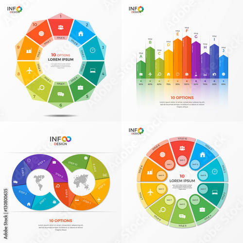 Set of vector infographic 10 options templates