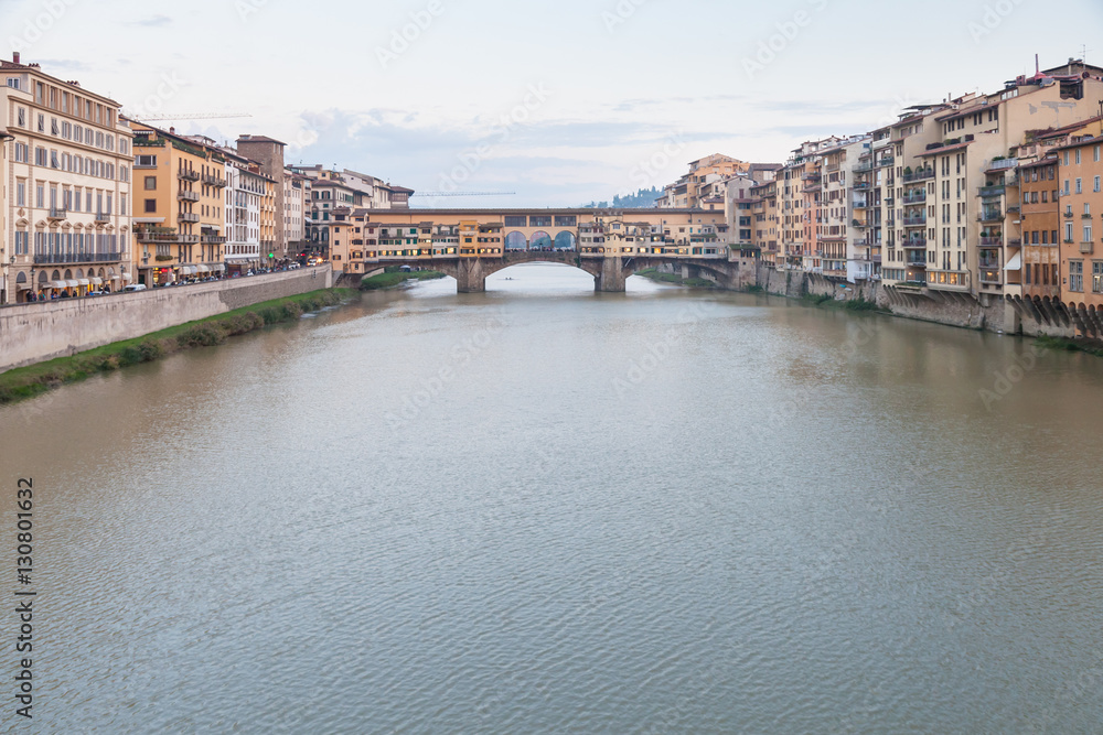 Arno River with Ponte Vecchio in twilight