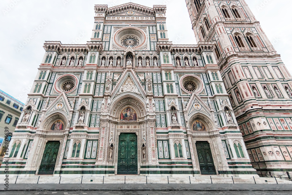 front of Florence Duomo and campanile in morning