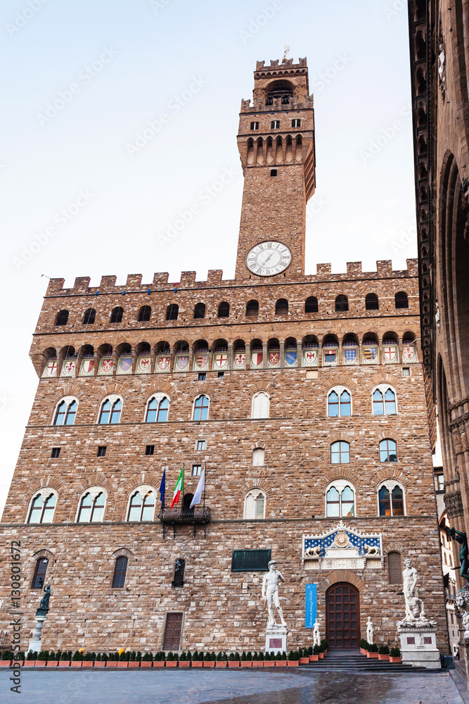 Palazzo Vecchio from piazza signoria in morning