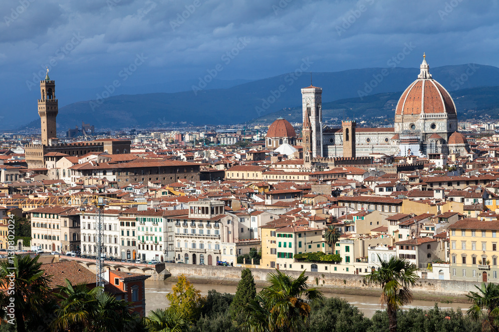 skyline of Florence city with Duomo and Palazzo