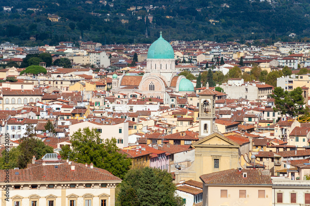 view of Florence city with Great Synagogue