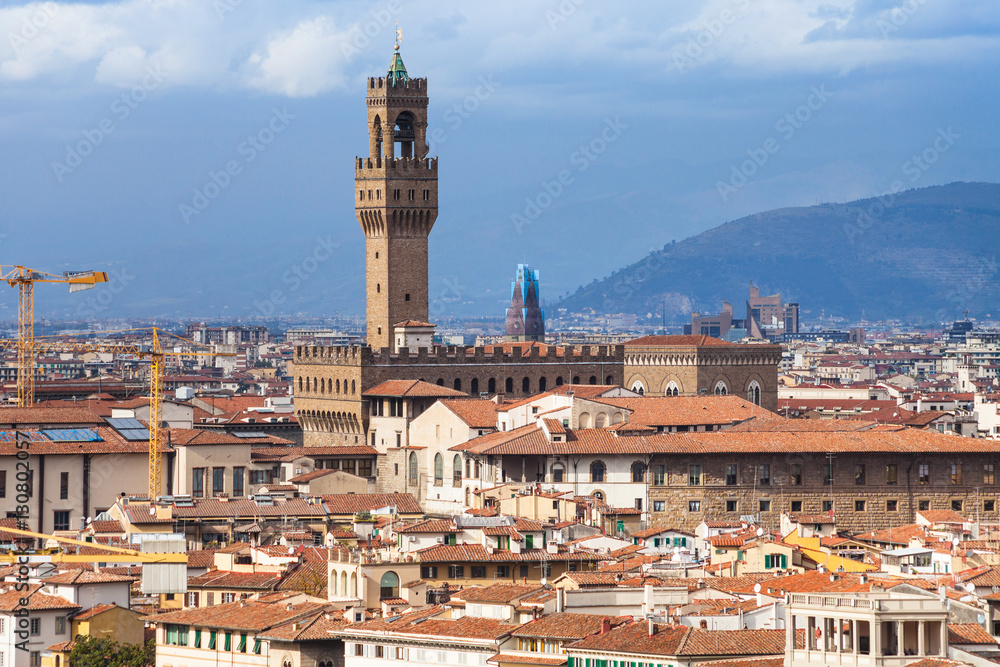cityscape of Florence town with Palazzo Vecchio