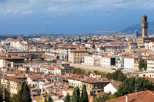 skyline of Florence city with bridge and palace