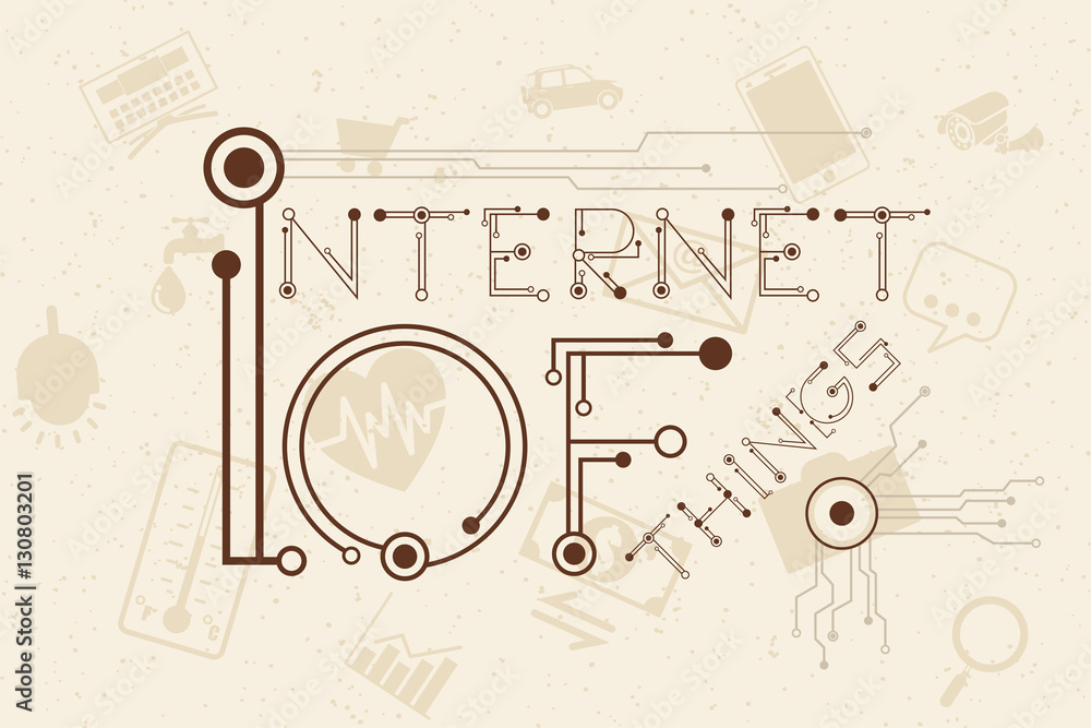 Internet of Things concept with digital and electronics font style.