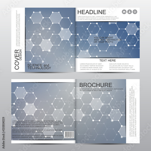 Square brochure template. Abstract vector background. Medical and chemical concept.