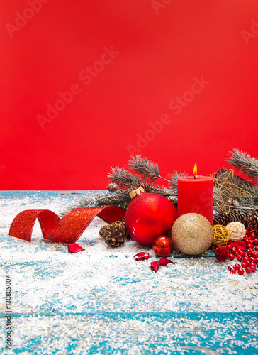 Christmas Decoration Over Wooden Background