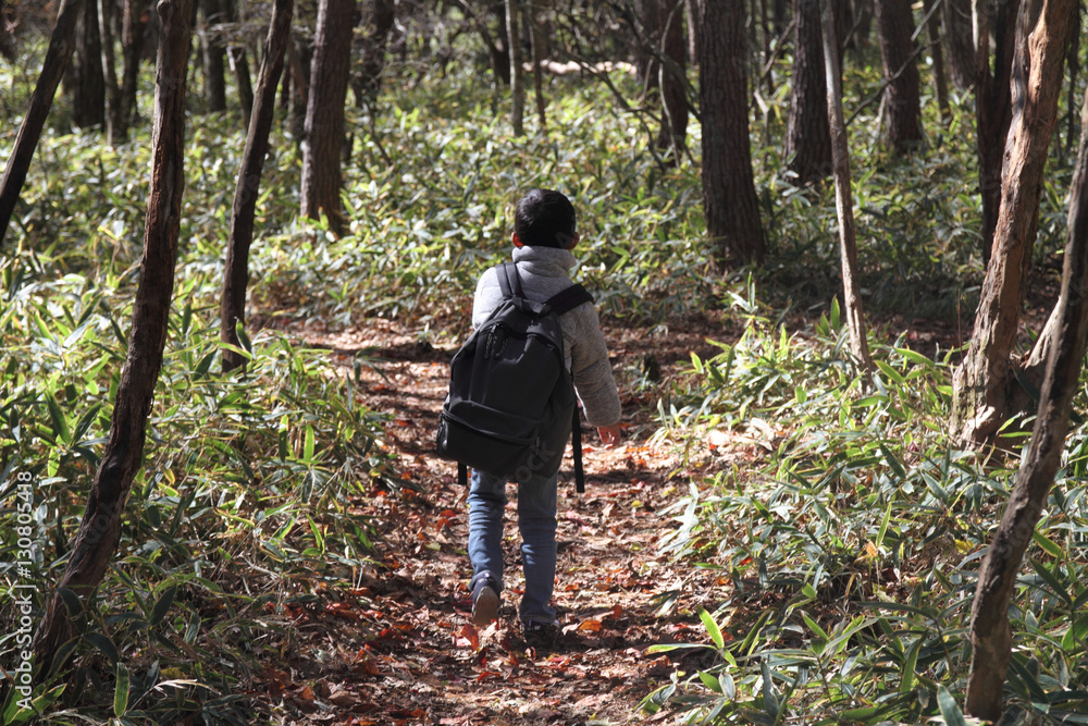 ハイキングする小学生(1年生) ハイキングする小学生(1年生)