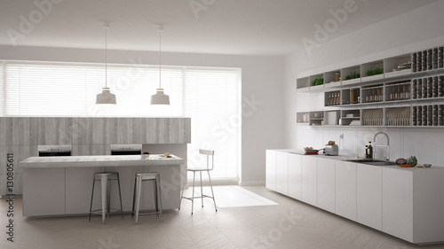 Scandinavian white kitchen  minimalistic interior design