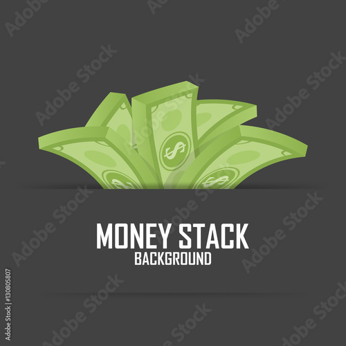 Piles of money stack, cash dollar on white, vector illustration