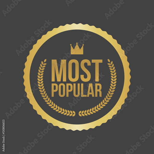 Vector Most Popular Gold Sign, Round Label