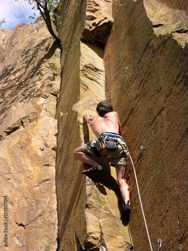 Climber in difficult Wall, old Quarry of Schriesheim, Germany