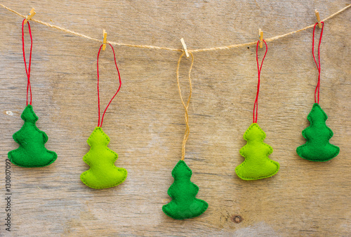 Christmas tree on wooden background