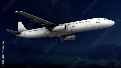 Generic jet airliner in a beautiful cloudy sky 3d rendering