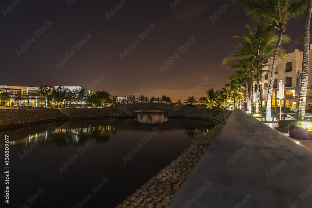 Amazing night lights Sultanate Oman Souly Bay harbour and Hotels Oceanside 4