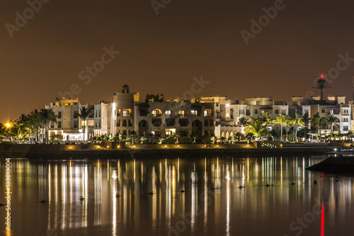 Amazing night lights Sultanate Oman Souly Bay harbour and Hotels Oceanside 7