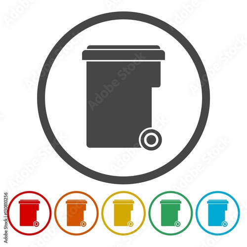 Garbage container icons set 
