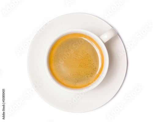 coffee cup top view isolated on white background. with clipping