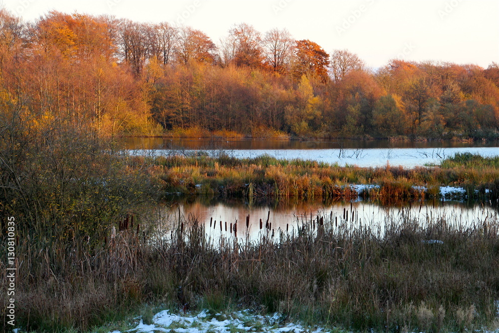 Two lakes in winter landscape Two lakes in winter landscape