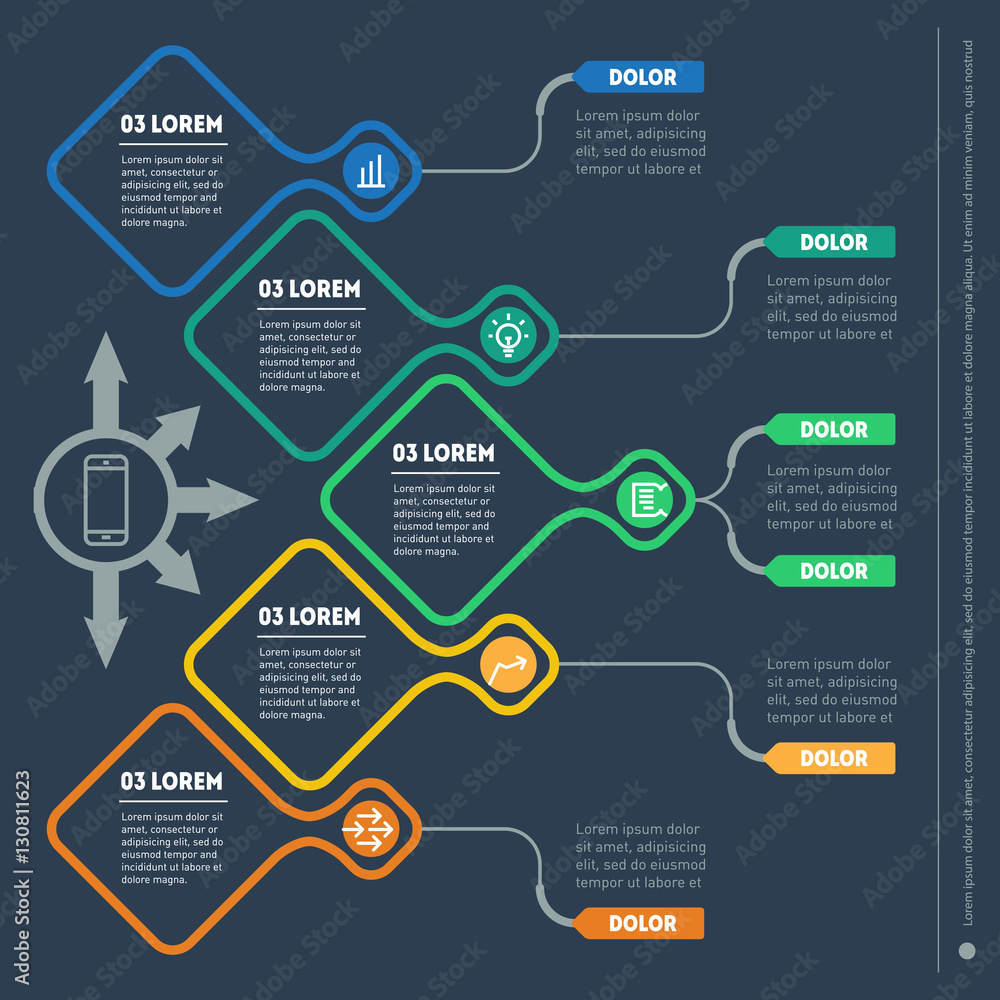 Fototapeta premium Vector infographic of technology or education process. Part of t