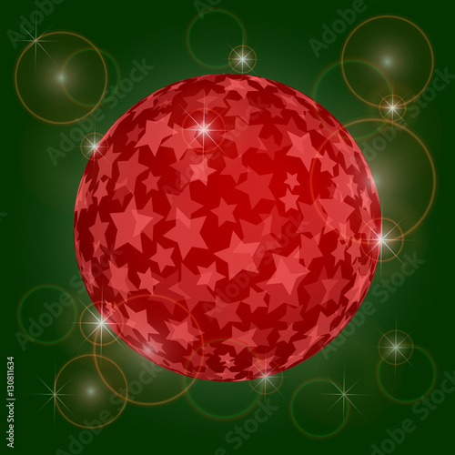 Red ball on a green background