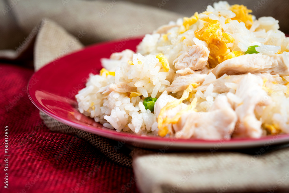 Homemade Chinese fried rice with vegetables and fried eggs Homemade Chinese fried rice with vegetables and fried eggs