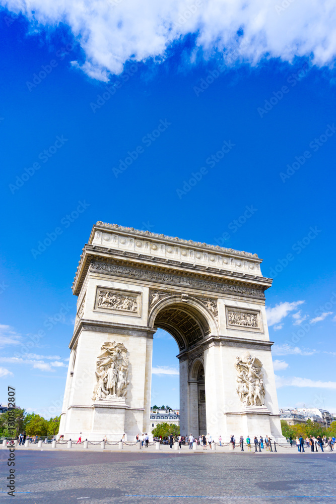 PARIS, FRANCE - August 28, 2016 : Arc de triomphe in Paris, one