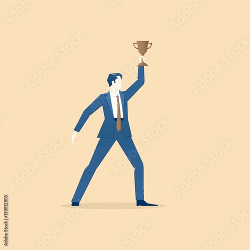 Business concept vector illustration of businessman holding winn