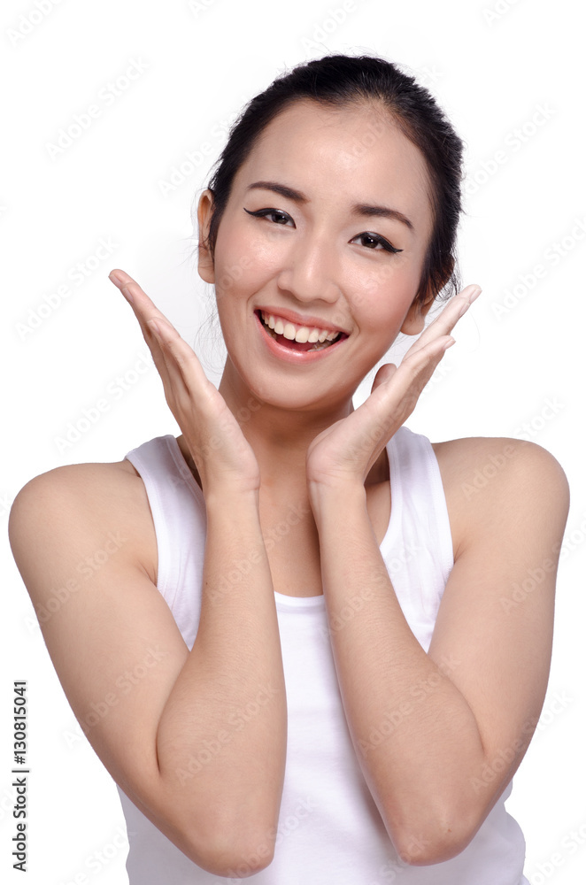 Portrait of Beautiful Young Woman On a white background Portrait of Beautiful Young Woman On a white background