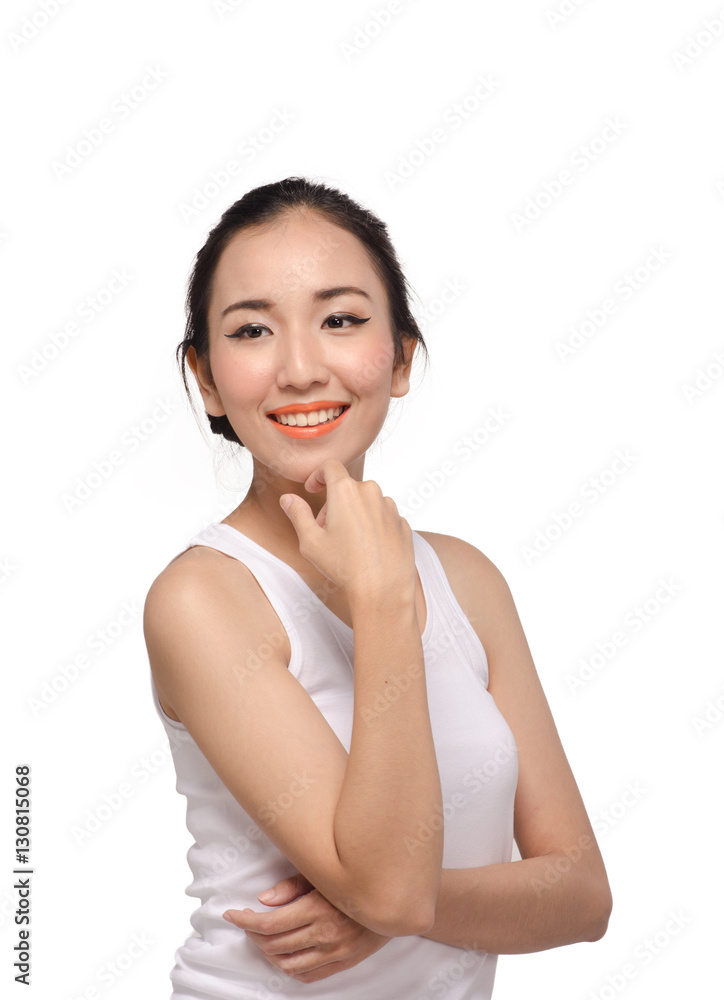 Portrait of Beautiful Young Woman On a white background Portrait of Beautiful Young Woman On a white background
