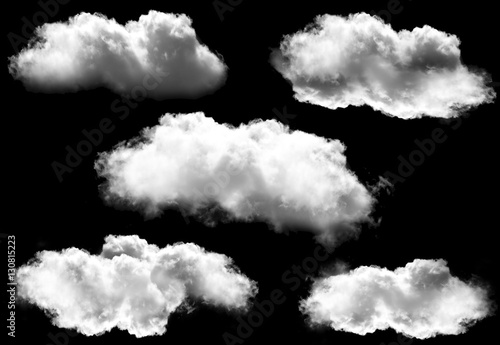 Clouds shapes set isolated over black background